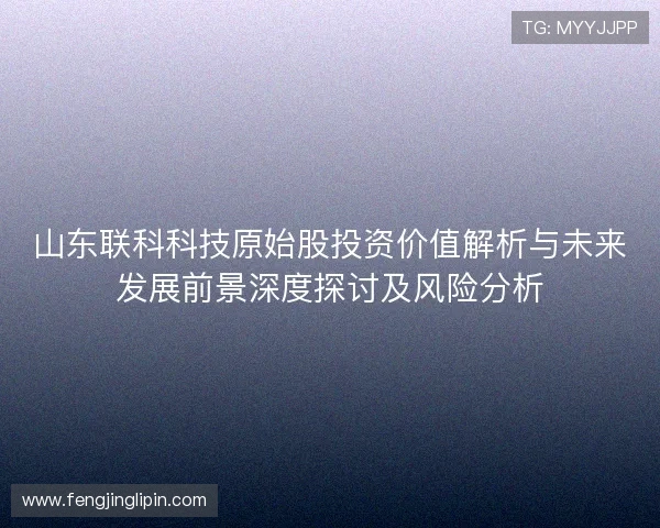 山东联科科技原始股投资价值解析与未来发展前景深度探讨及风险分析